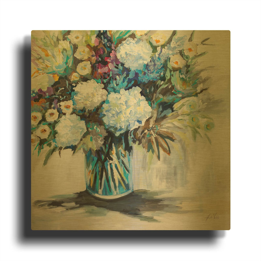 'Cecilias Bouquet' By Jeanette Vertentes Gold Metal Wall Art