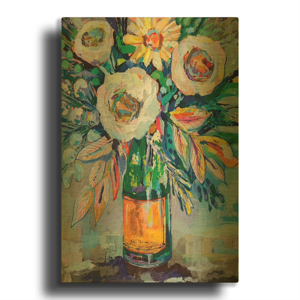 'Clicquot Bouquet' By Jeanette Vertentes Gold Metal Wall Art