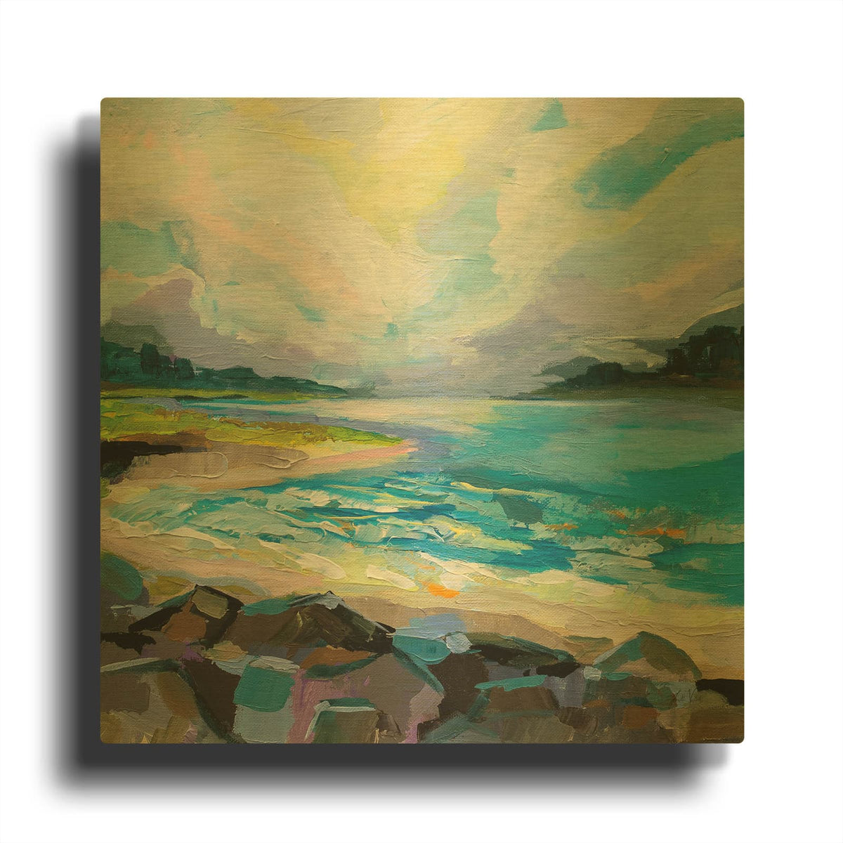 'Coastline' By Jeanette Vertentes Gold Metal Wall Art