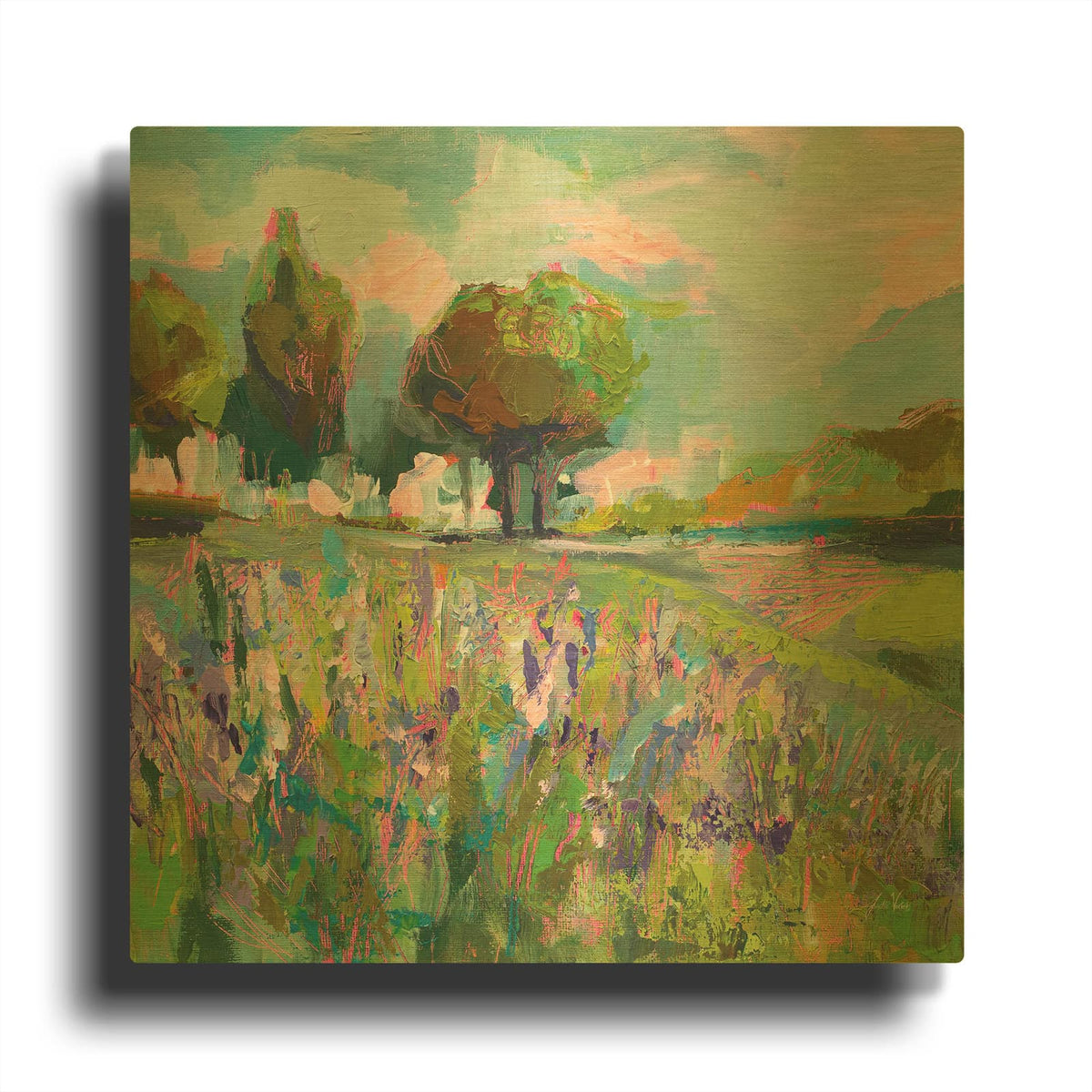 'Field Of Flowers' By Jeanette Vertentes Gold Metal Wall Art