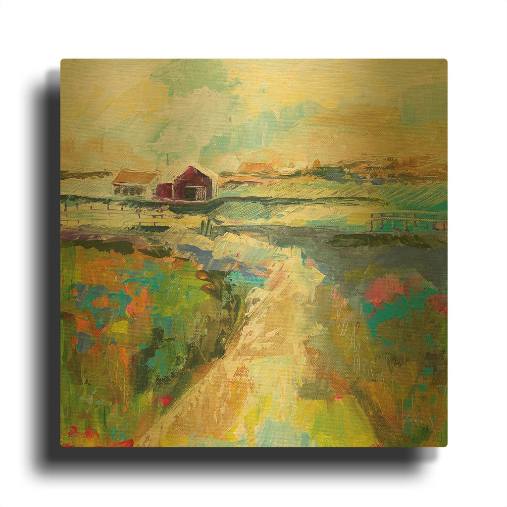 'The Pasture' By Jeanette Vertentes Gold Metal Wall Art