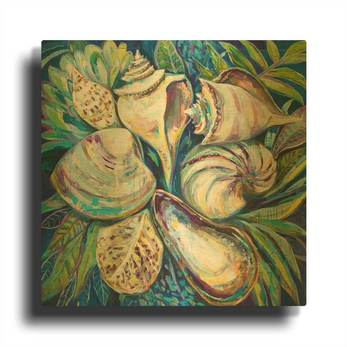 'Tropical' By Jeanette Vertentes Gold Metal Wall Art