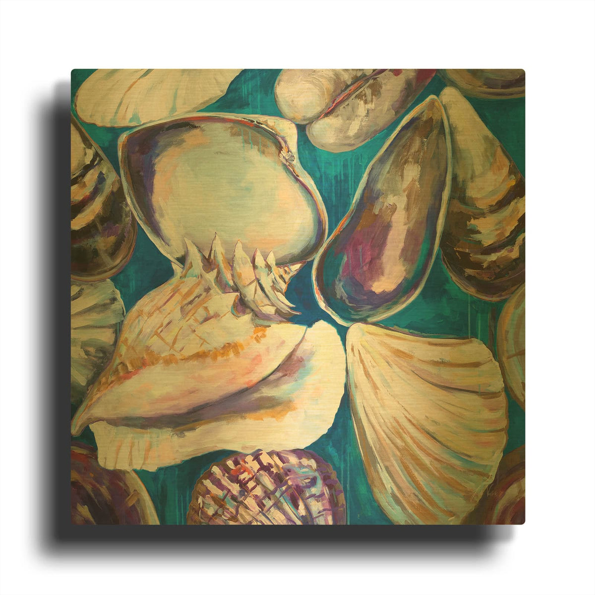 'From The Beach' By Jeanette Vertentes Gold Metal Wall Art