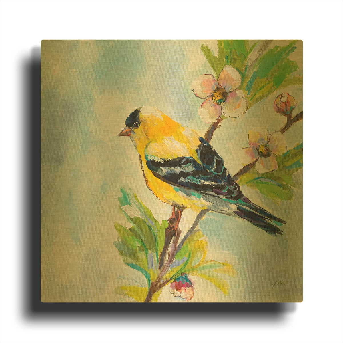 'Golden Finch' By Jeanette Vertentes Gold Metal Wall Art