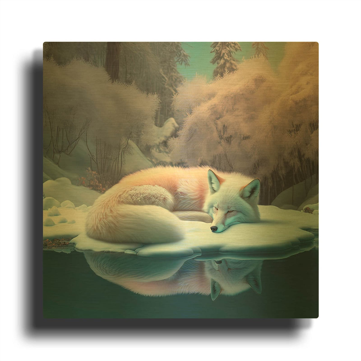 'Fox Snow' By The Golden Valley Gold Metal Wall Art