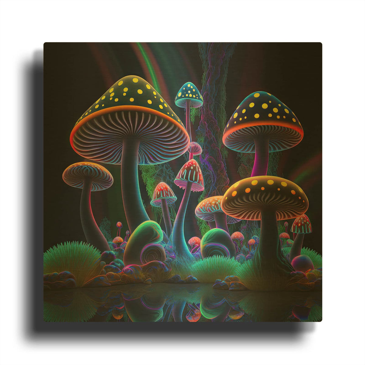 'Glowing Mushrooms' By The Golden Valley Gold Metal Wall Art
