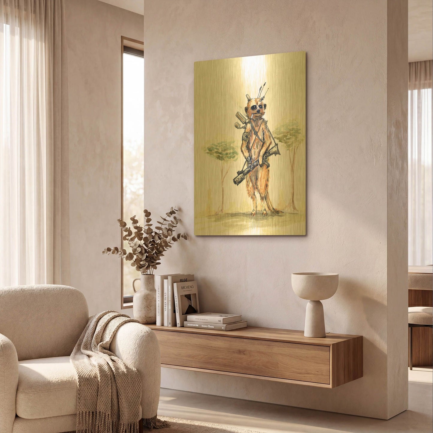 'Meerkat' By Craig Snodgrass Gold Metal Wall Art