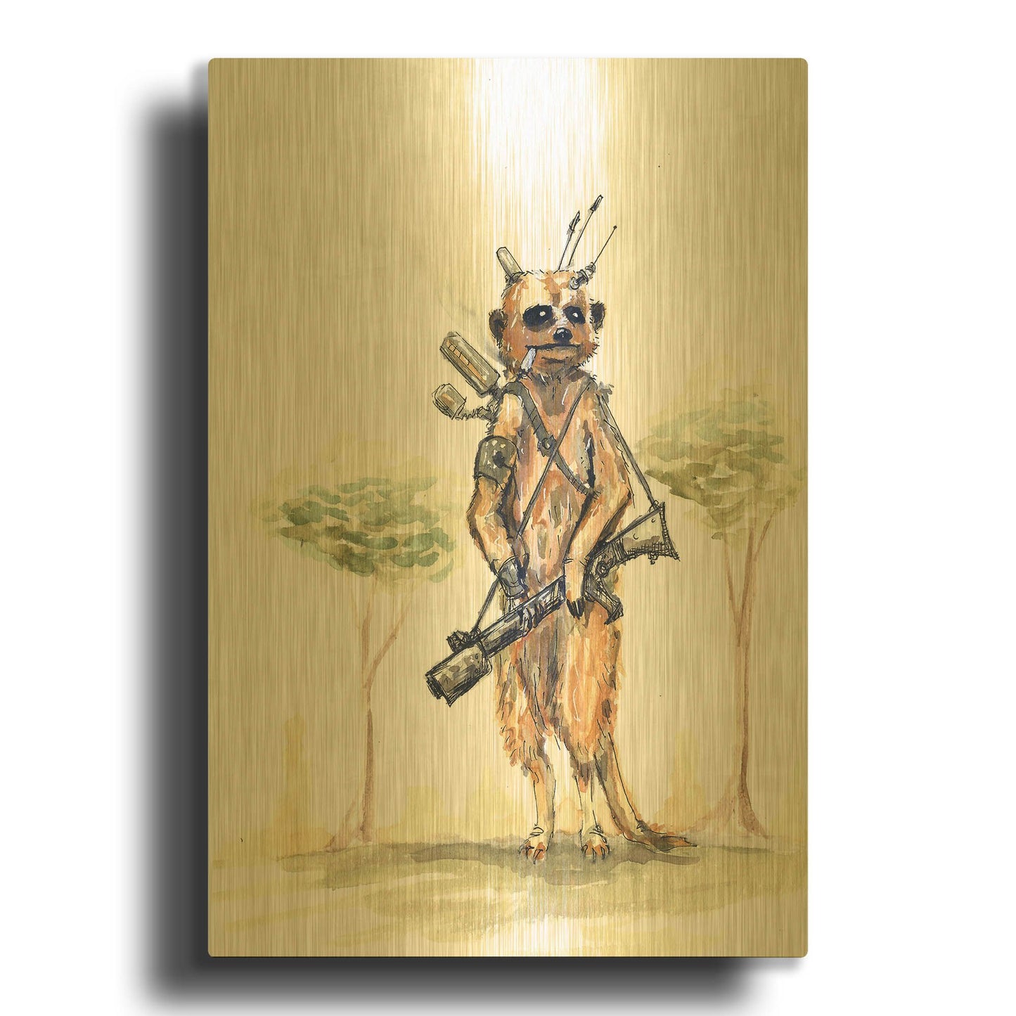 'Meerkat' By Craig Snodgrass Gold Metal Wall Art