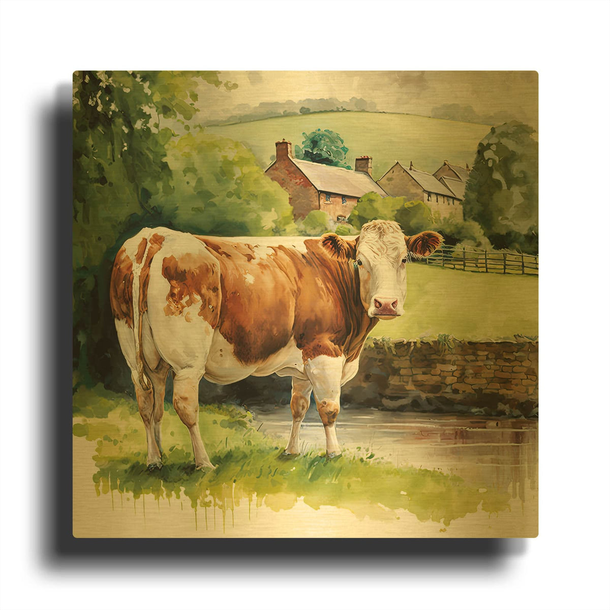 'The Escley Brook' By The Golden Valley Gold Metal Wall Art
