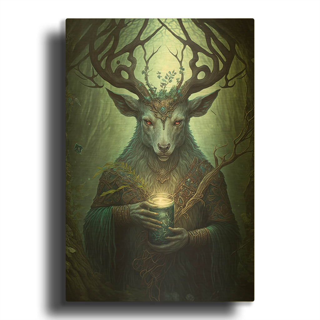 'The Horned Woodland God Of Light' By The Golden Valley Gold Metal Wall Art