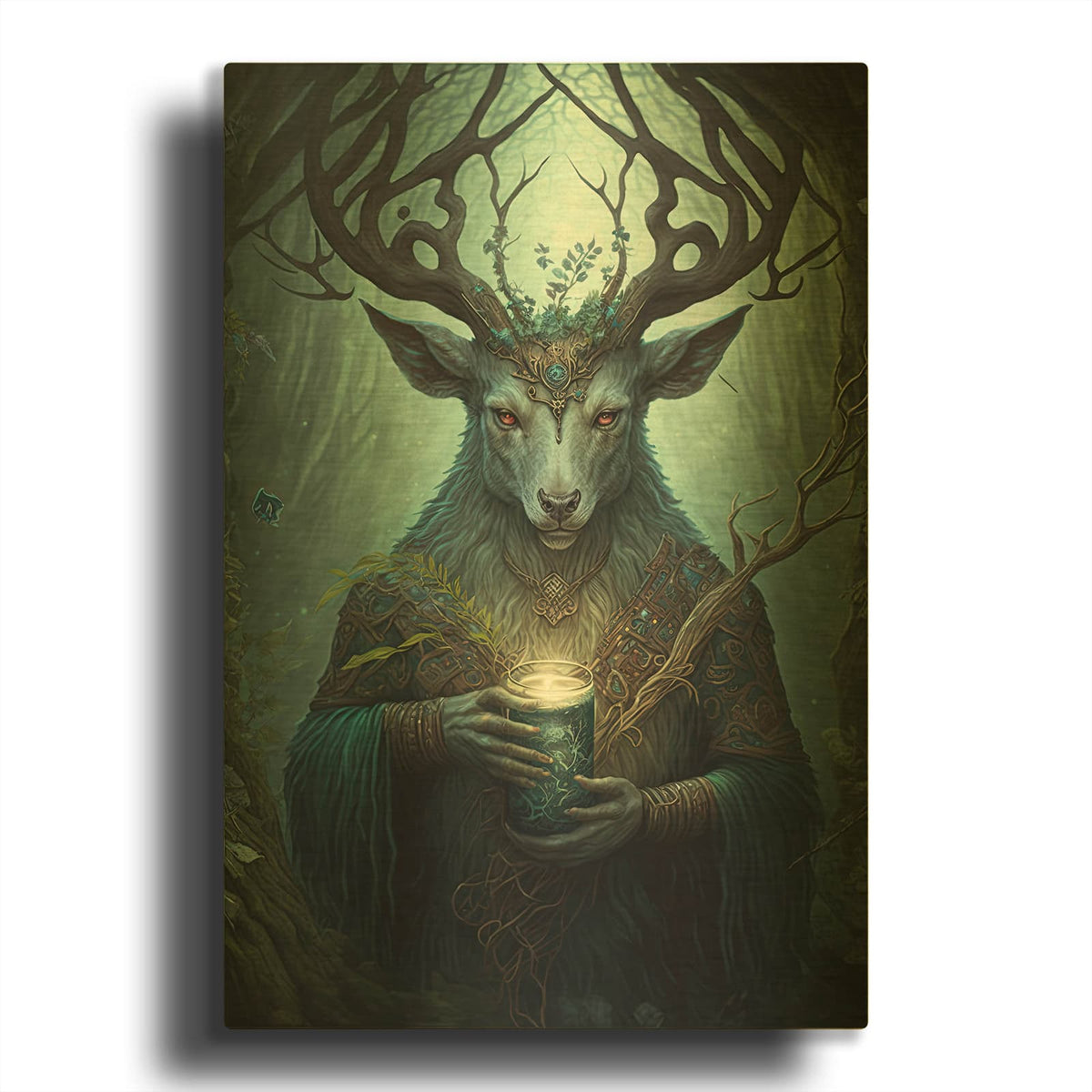 'The Horned Woodland God Of Light' By The Golden Valley Gold Metal Wall Art
