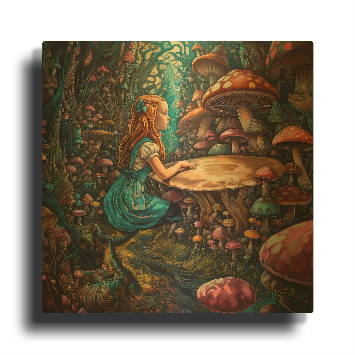 'Alice Mushrooms' By The Golden Valley Gold Metal Wall Art