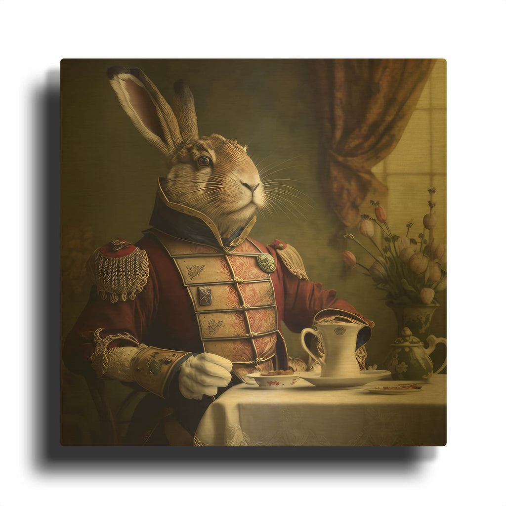 'March Hare Red Suit' By The Golden Valley Gold Metal Wall Art