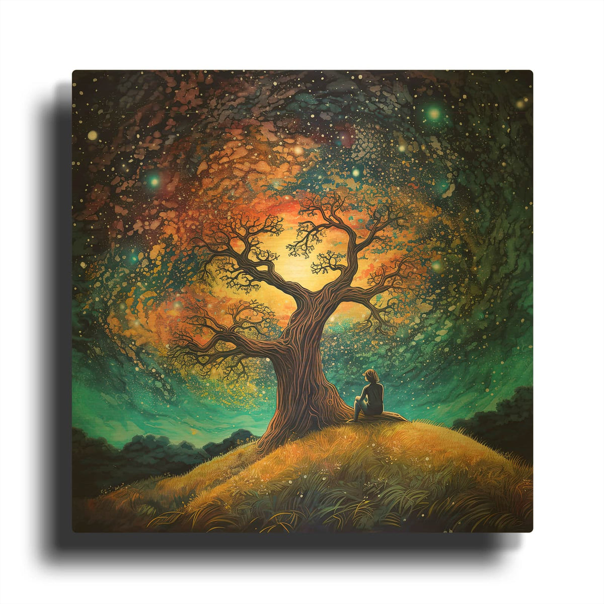 'The Enchanted Psychedelic Tree' By The Golden Valley Gold Metal Wall Art