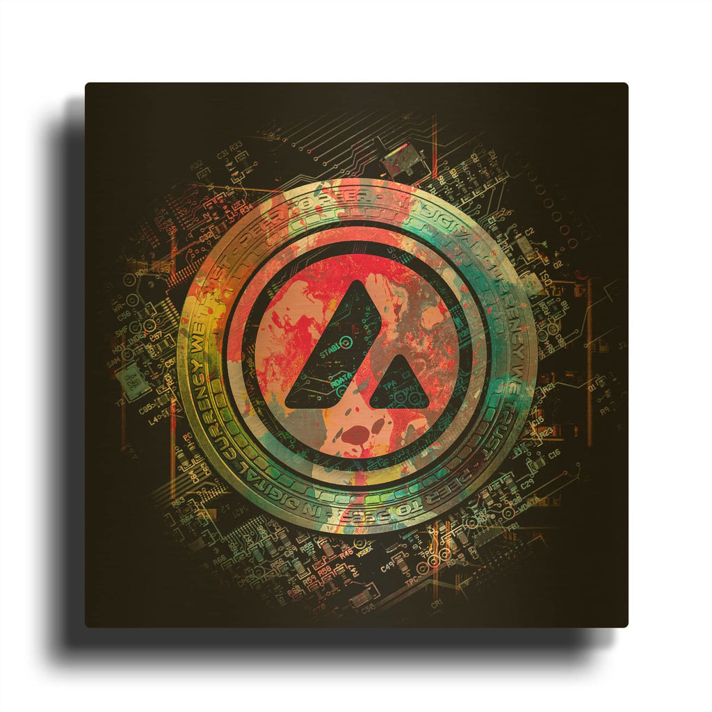 'Avalanche Crypto Power' By Valentyn Artemenko Gold Metal Wall Art