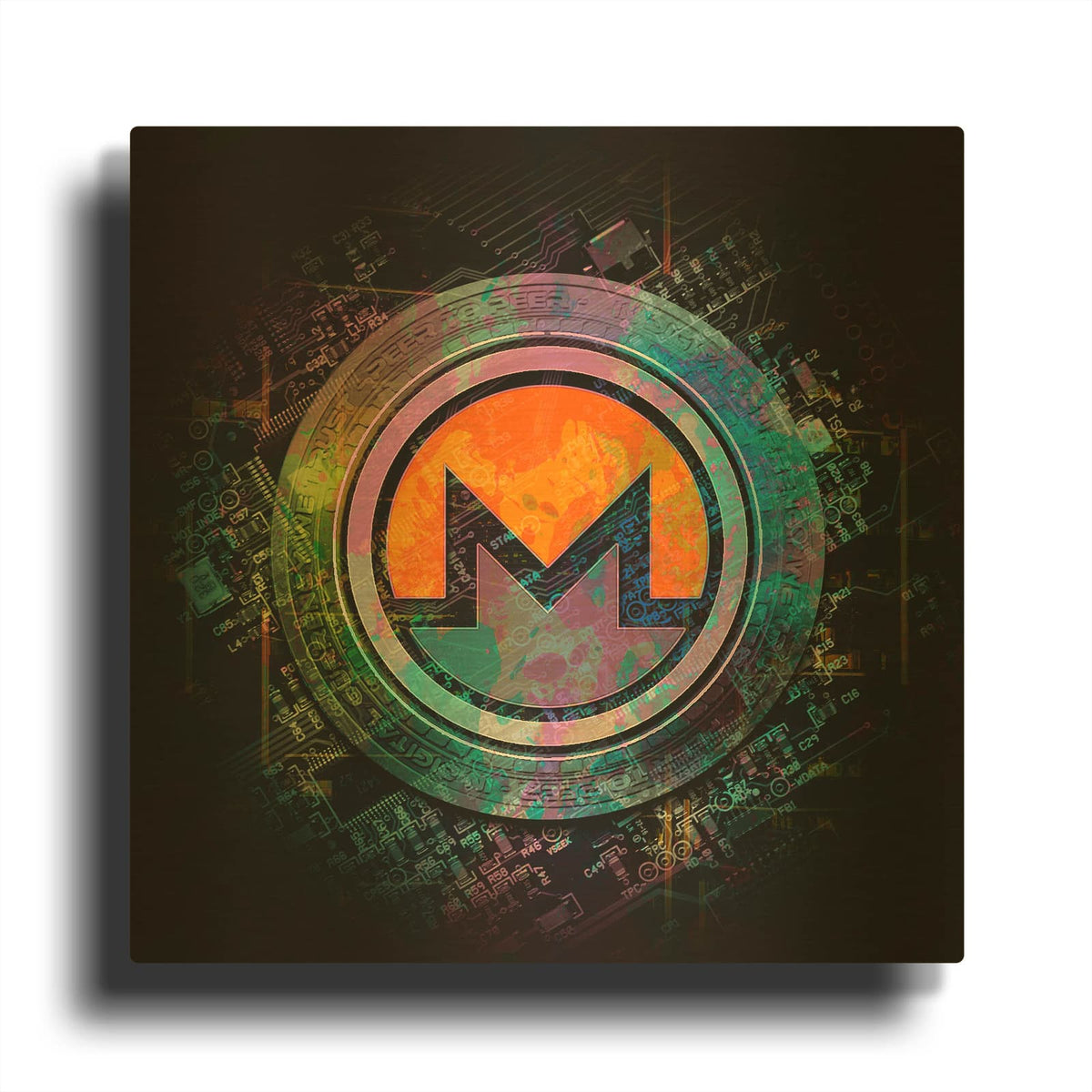 'Monero Crypto Power' By Valentyn Artemenko Gold Metal Wall Art