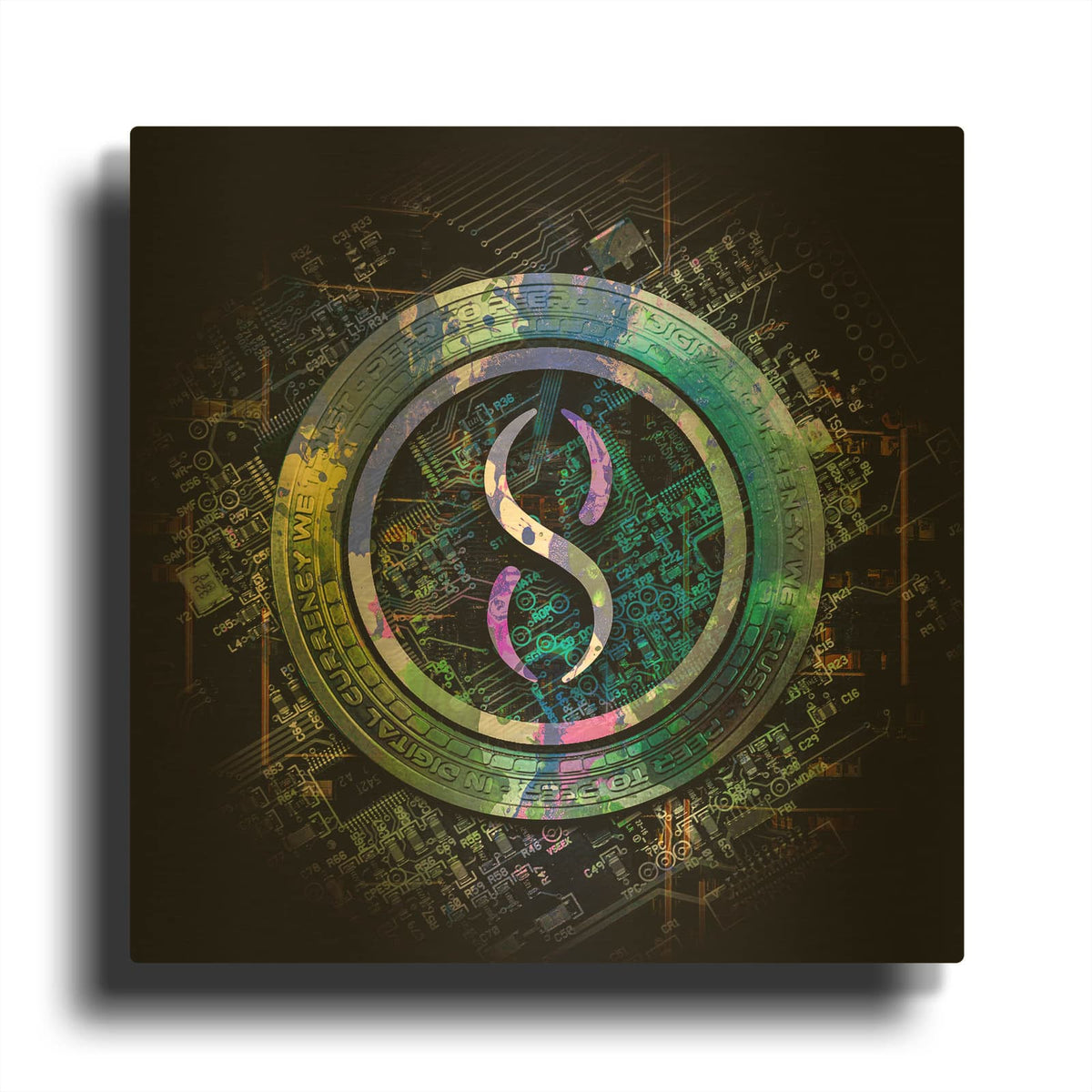 'Singularity Crypto Power' By Valentyn Artemenko Gold Metal Wall Art