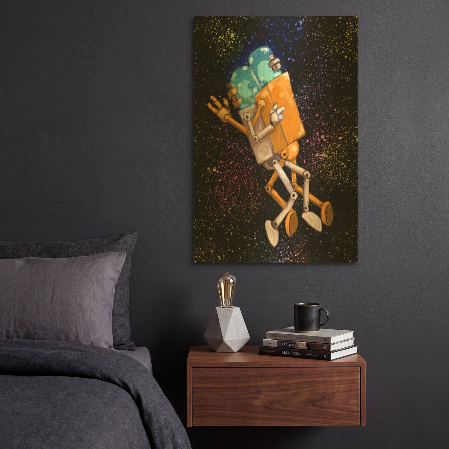 'Robo Love' By Craig Snodgrass Gold Metal Wall Art