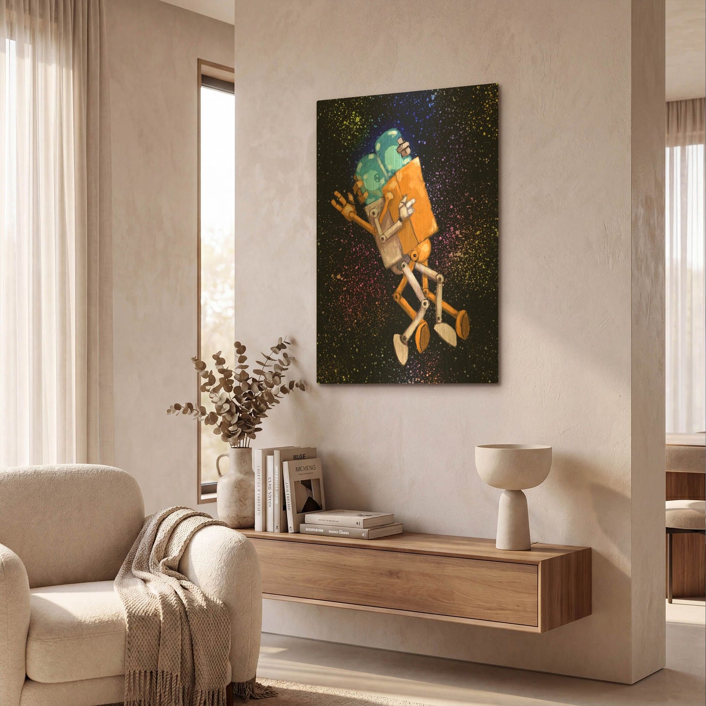 'Robo Love' By Craig Snodgrass Gold Metal Wall Art