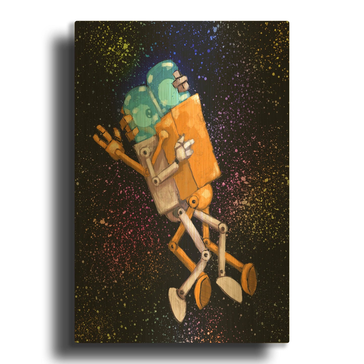 'Robo Love' By Craig Snodgrass Gold Metal Wall Art