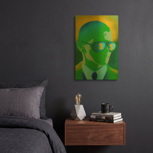 'Dollar Bills Green' By Abstract Graffiti Gold Metal Wall Art
