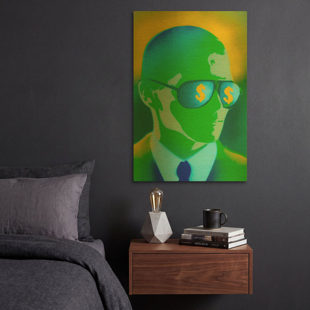 'Dollar Bills Green' By Abstract Graffiti Gold Metal Wall Art