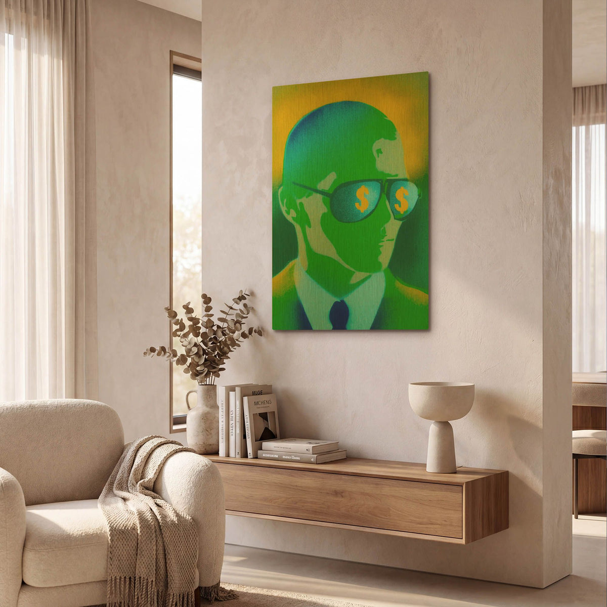 'Dollar Bills Green' By Abstract Graffiti Gold Metal Wall Art