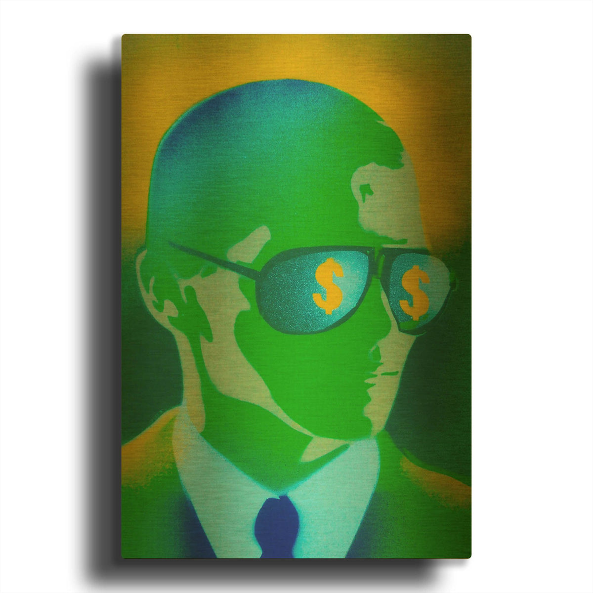 'Dollar Bills Green' By Abstract Graffiti Gold Metal Wall Art