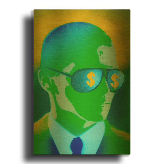 'Dollar Bills Green' By Abstract Graffiti Gold Metal Wall Art