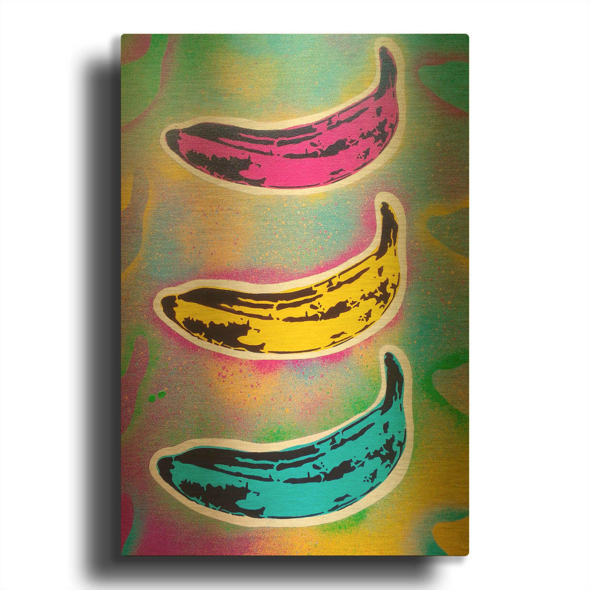 'Banana Goes Pop' By Abstract Graffiti Gold Metal Wall Art