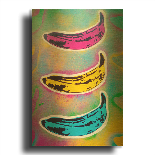 'Banana Goes Pop' By Abstract Graffiti Gold Metal Wall Art