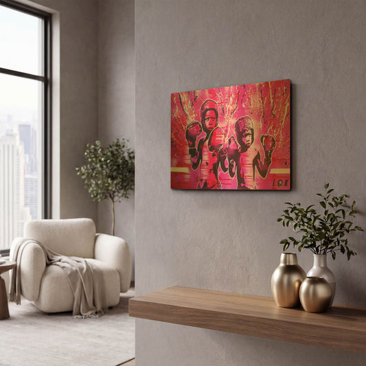 'Boxers Guard Ya Grill' By Abstract Graffiti Gold Metal Wall Art