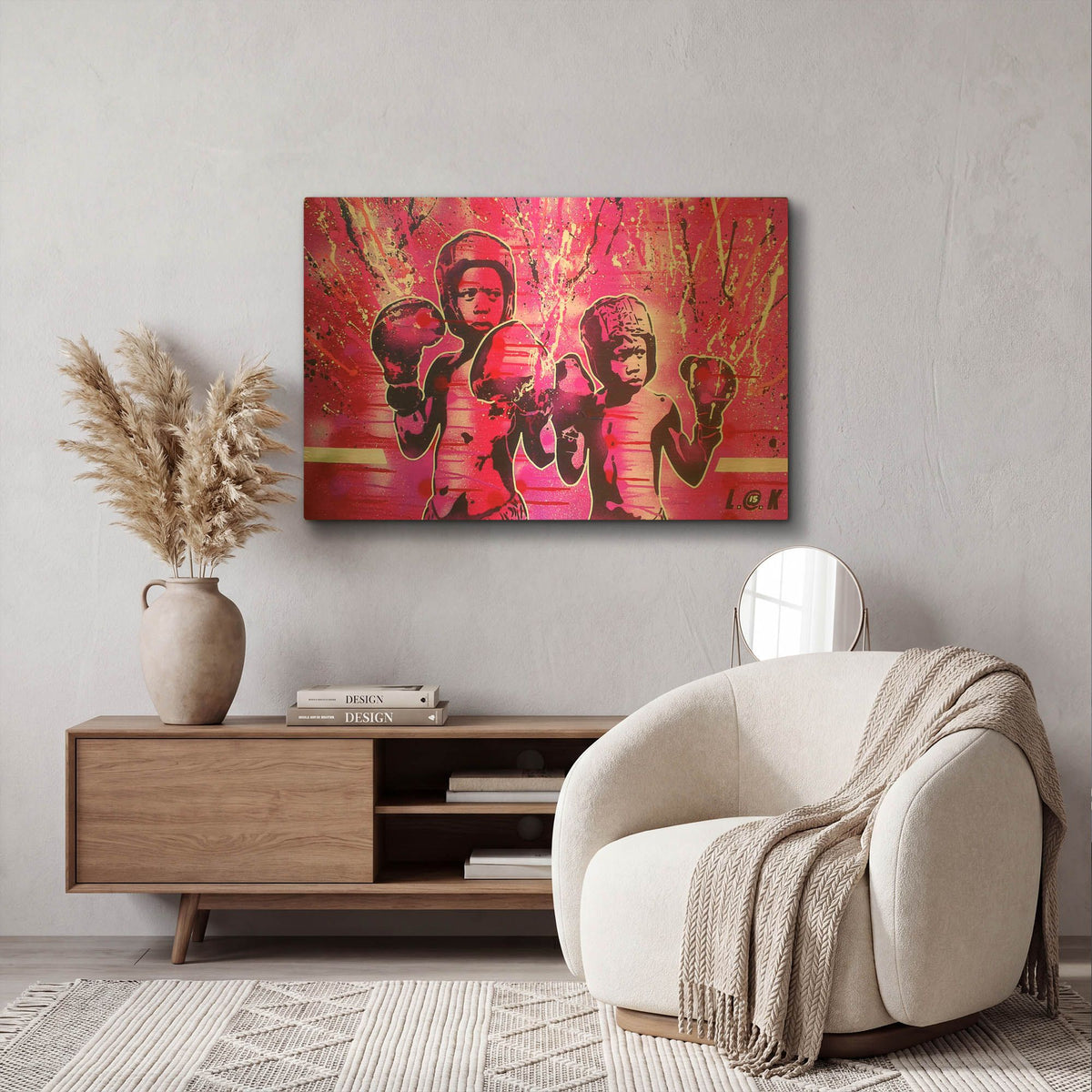 'Boxers Guard Ya Grill' By Abstract Graffiti Gold Metal Wall Art