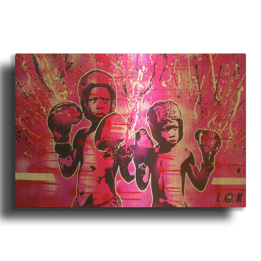 'Boxers Guard Ya Grill' By Abstract Graffiti Gold Metal Wall Art