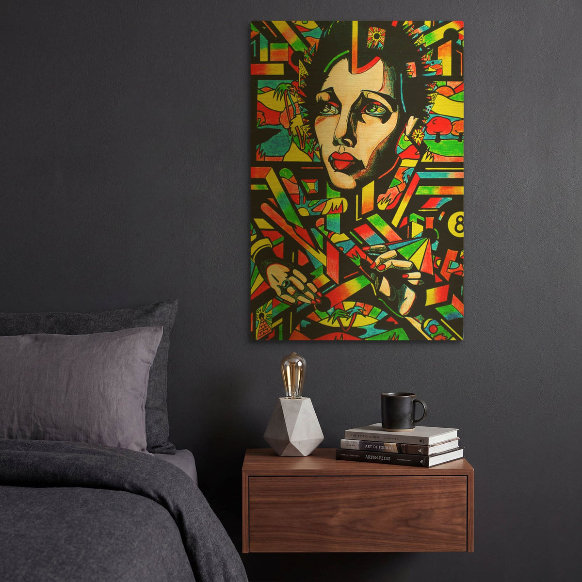 'Eightball' By Abstract Graffiti Gold Metal Wall Art