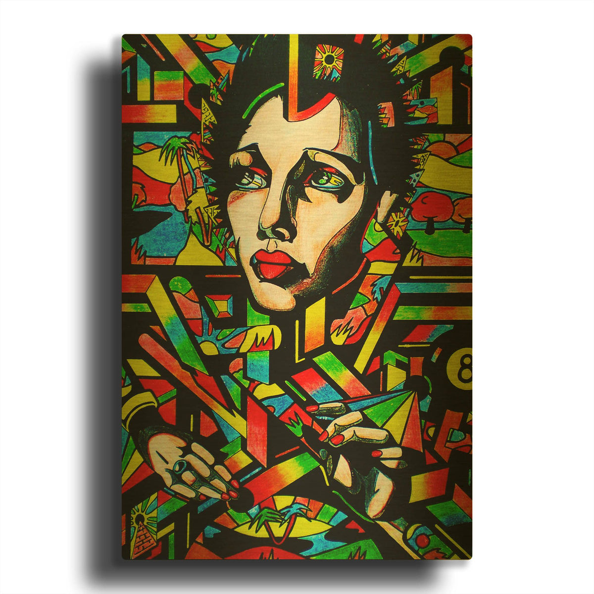 'Eightball' By Abstract Graffiti Gold Metal Wall Art