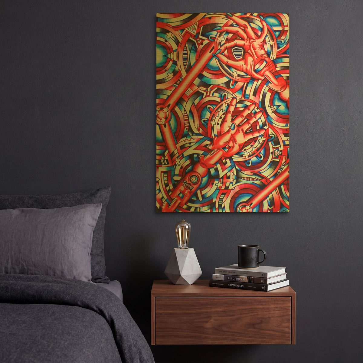 'Hands of Time' By Abstract Graffiti Gold Metal Wall Art