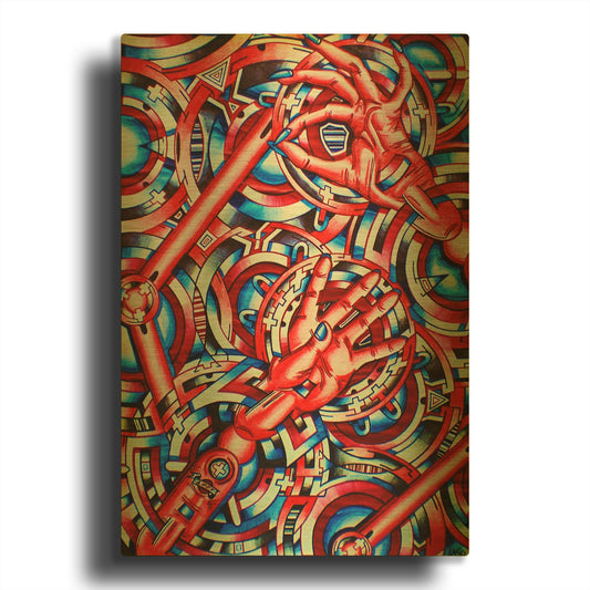 'Hands of Time' By Abstract Graffiti Gold Metal Wall Art