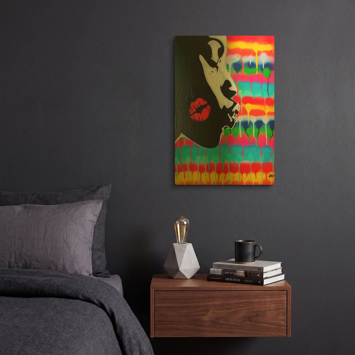 'Kiss' By Abstract Graffiti Gold Metal Wall Art