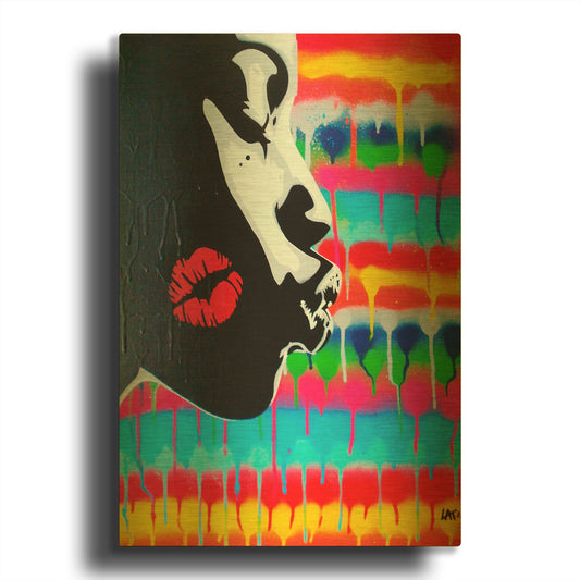 'Kiss' By Abstract Graffiti Gold Metal Wall Art