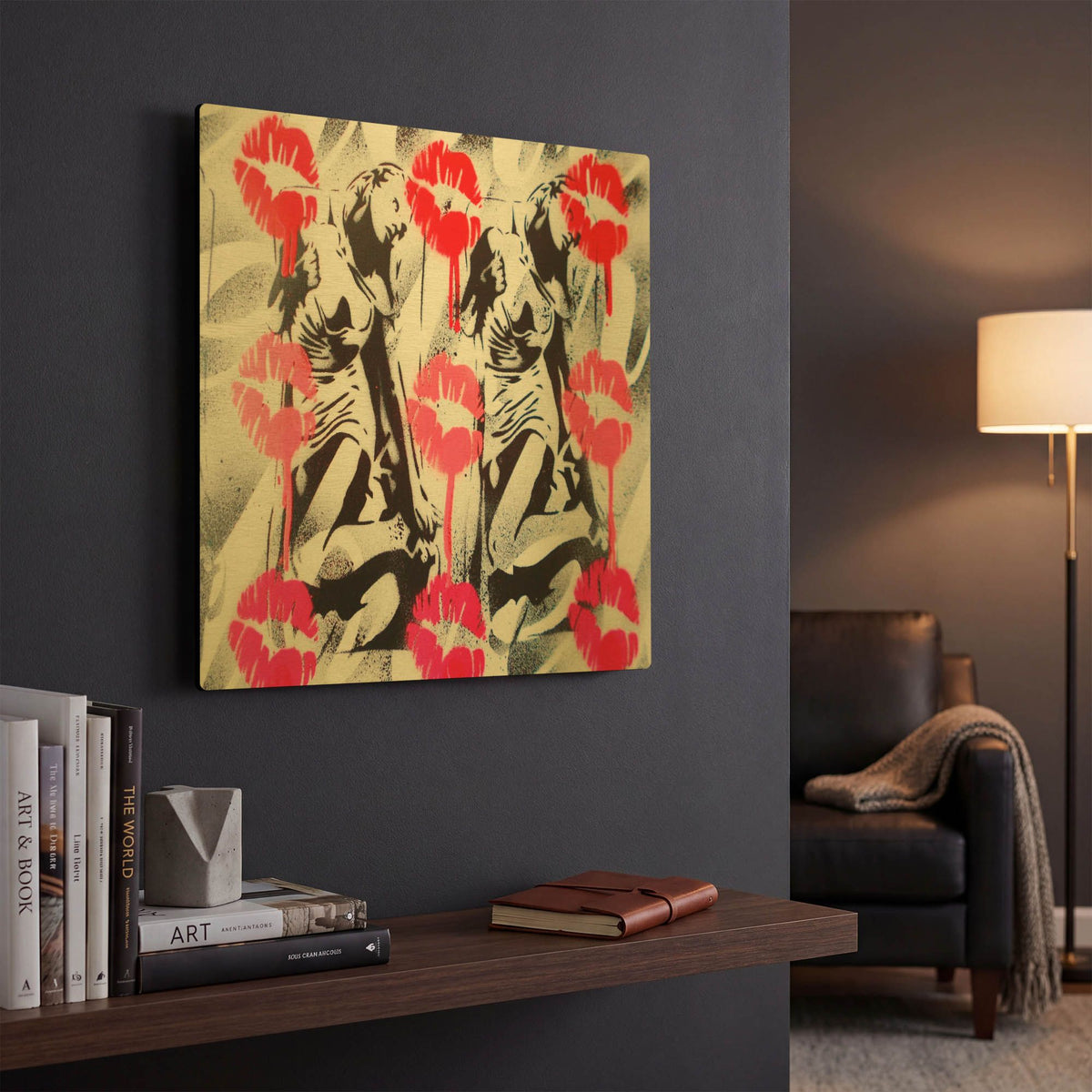 'Lip Service' By Abstract Graffiti Gold Metal Wall Art