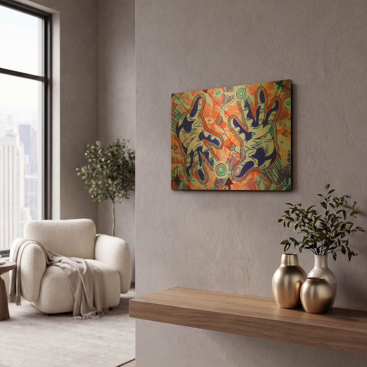 'Magic' By Abstract Graffiti Gold Metal Wall Art