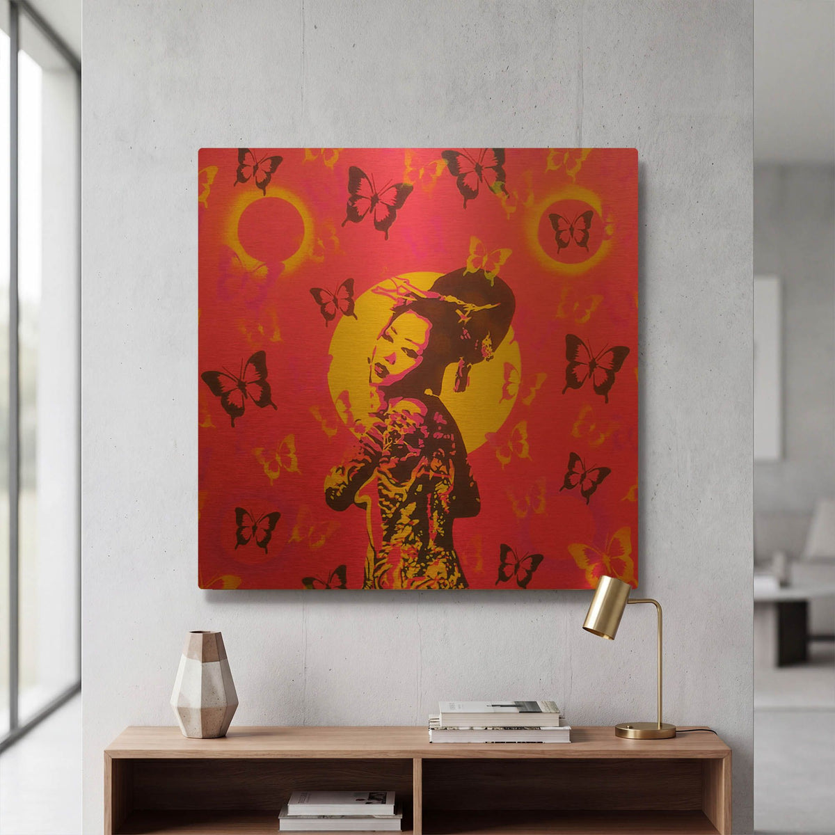'Planet Asia' By Abstract Graffiti Gold Metal Wall Art