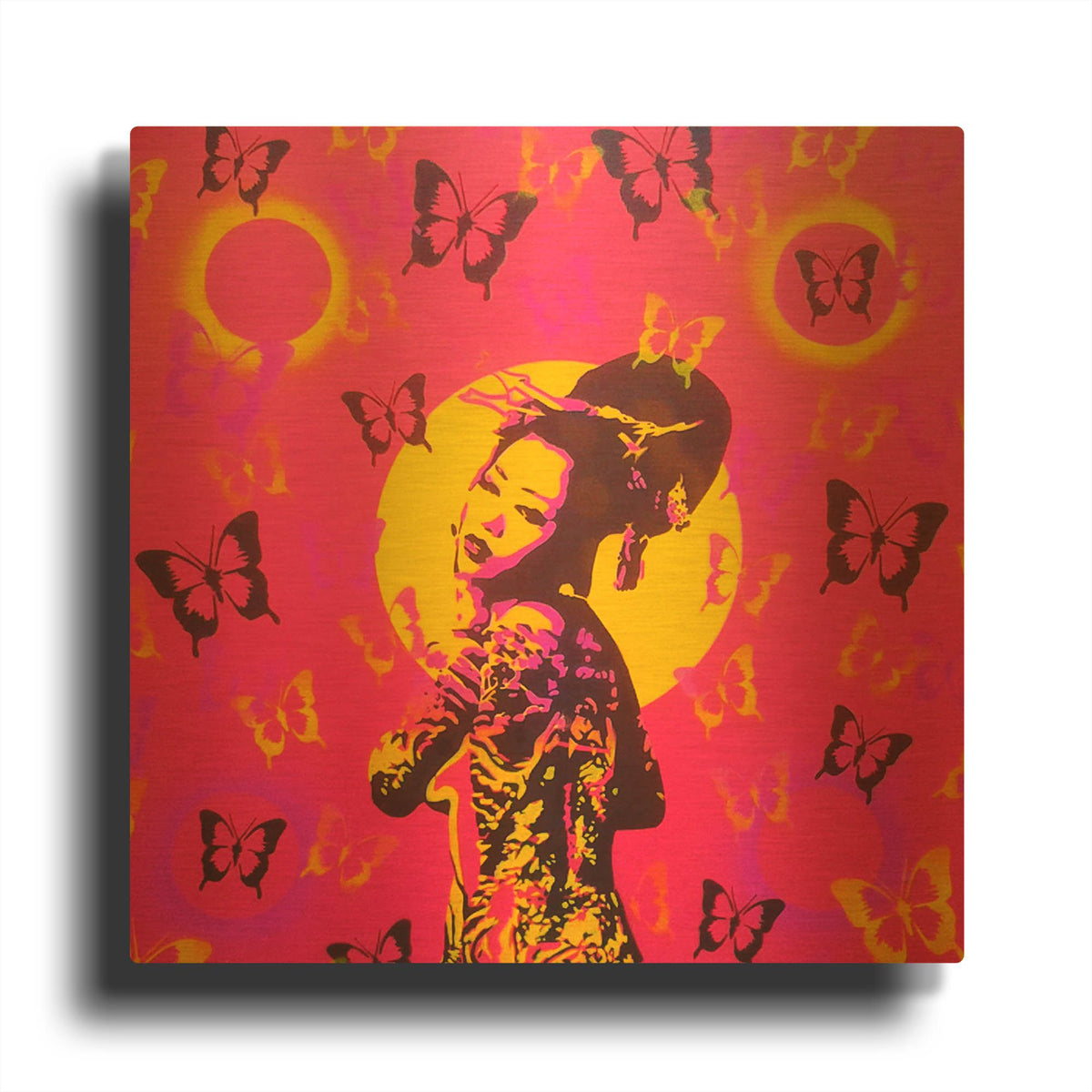 'Planet Asia' By Abstract Graffiti Gold Metal Wall Art