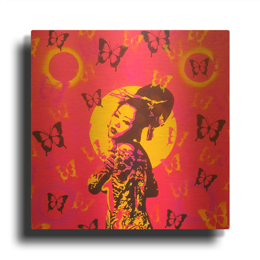 'Planet Asia' By Abstract Graffiti Gold Metal Wall Art