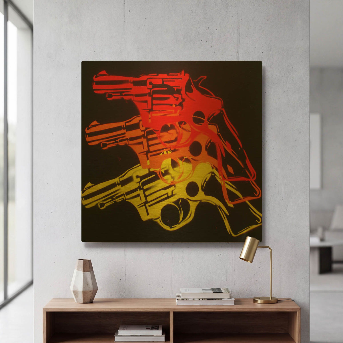 'Pop Gun 1' By Abstract Graffiti Gold Metal Wall Art