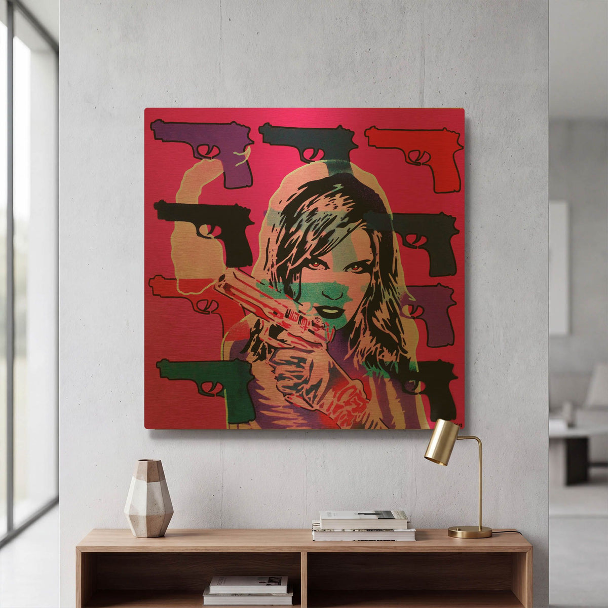 'Revolver Pinks' By Abstract Graffiti Gold Metal Wall Art