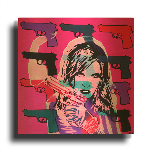 'Revolver Pinks' By Abstract Graffiti Gold Metal Wall Art