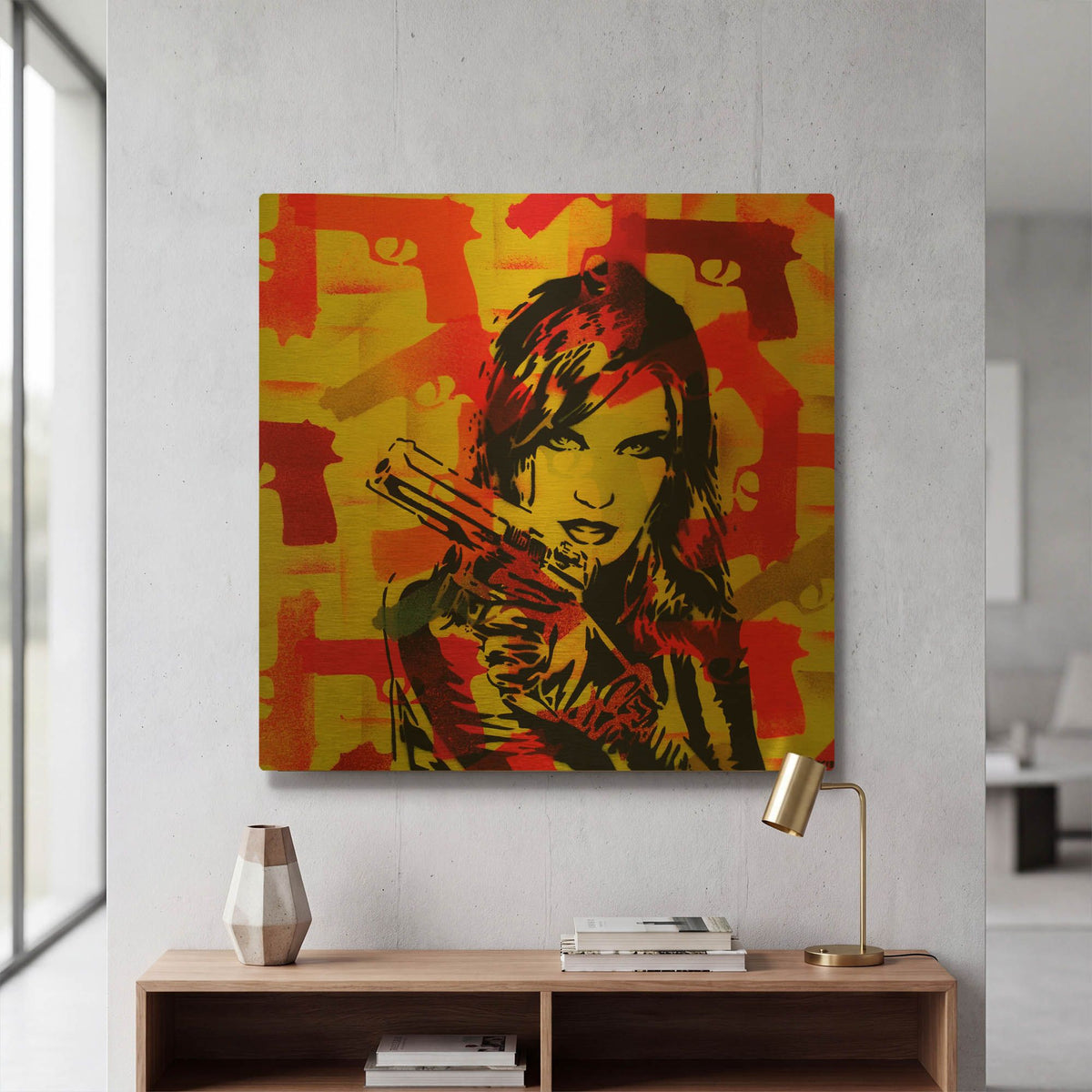 'Revolver Yellows' By Abstract Graffiti Gold Metal Wall Art