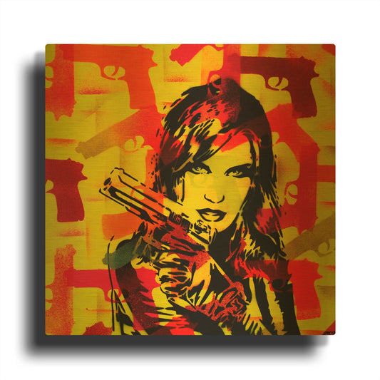 'Revolver Yellows' By Abstract Graffiti Gold Metal Wall Art